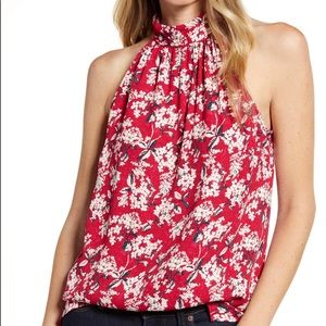 Chelsea28 Red Cerise Mountain Bloom Mock Tank